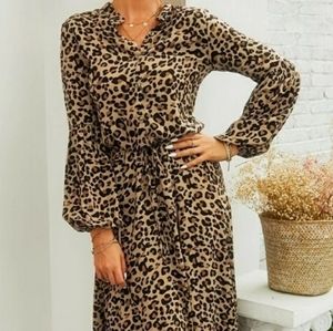 Leopard print midi dress